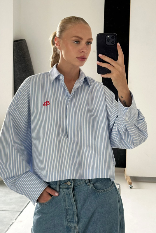 Рубашка обьемная укороченная LIGHT BLUE