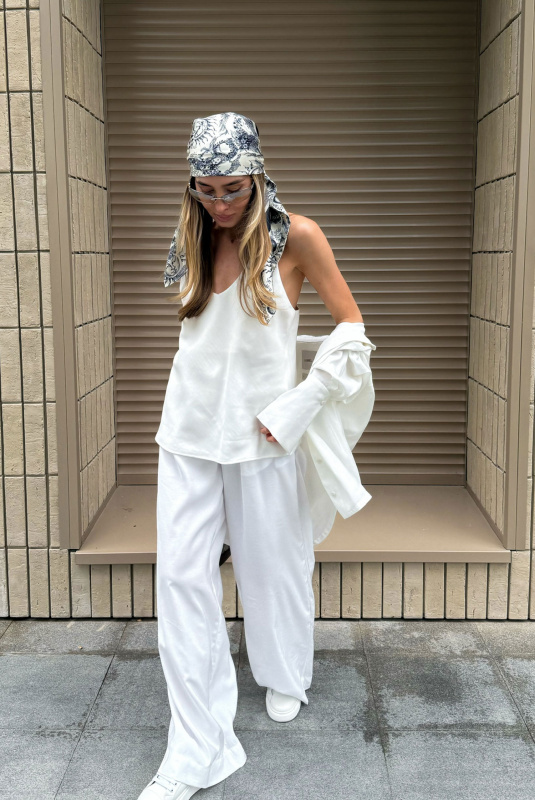 Брюки широкие из тенсела WHITE Брюки широкие из тенсела WHITE