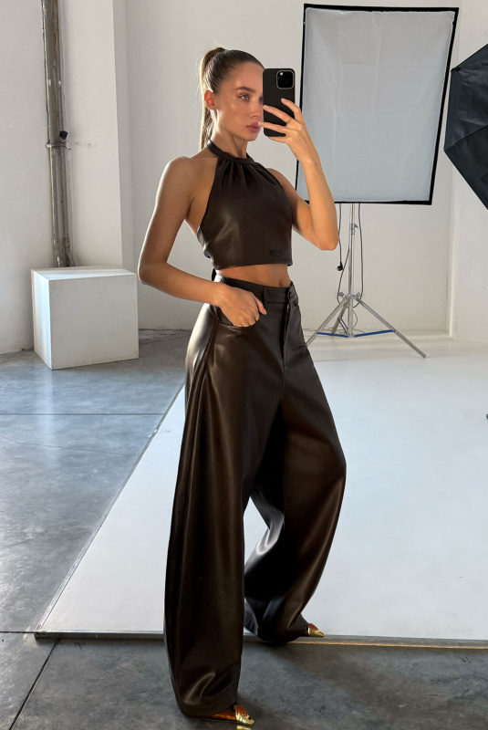 Топ из экокожи BROWN