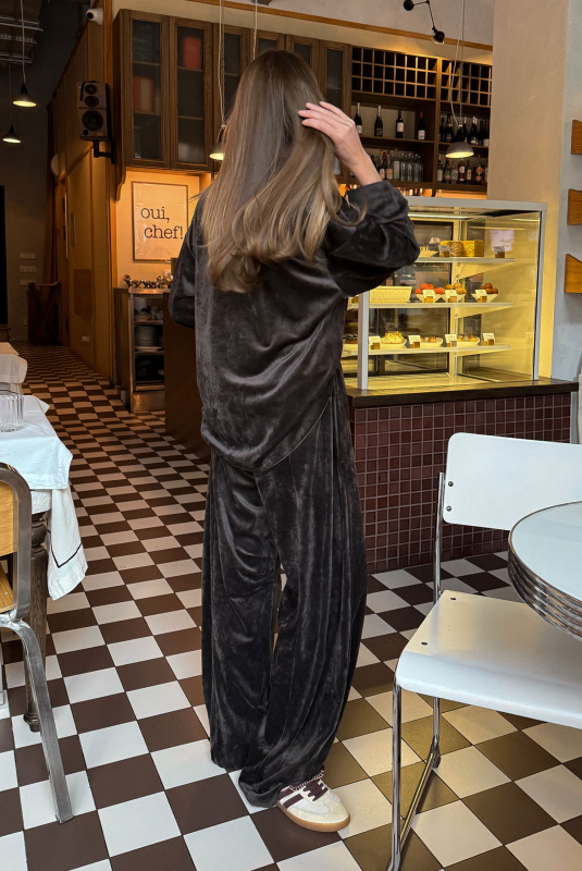 Лонгслив из велюра BROWN