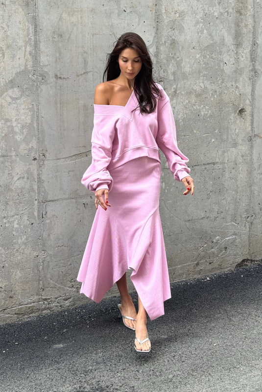 Юбка с клиньями из фактурного трикотажа LIGHT PINK Юбка с клиньями из фактурного трикотажа LIGHT PINK