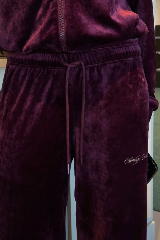 Брюки широкие из велюра BURGUNDY