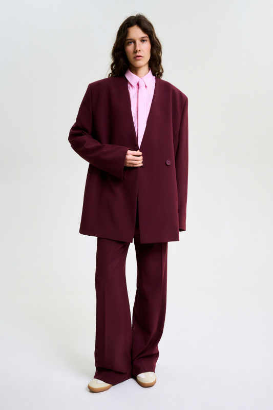 Пиджак без лацканов BURGUNDY Пиджак без лацканов BURGUNDY