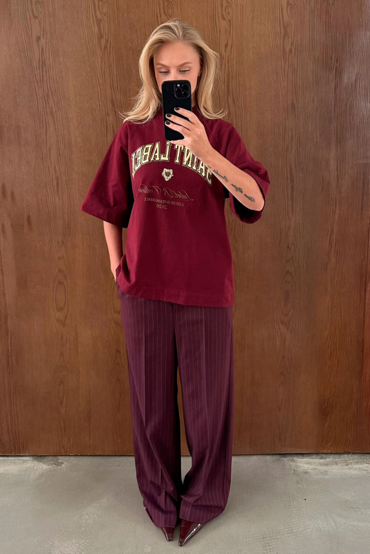 Футболка с рукавом реглан HRTG BURGUNDY