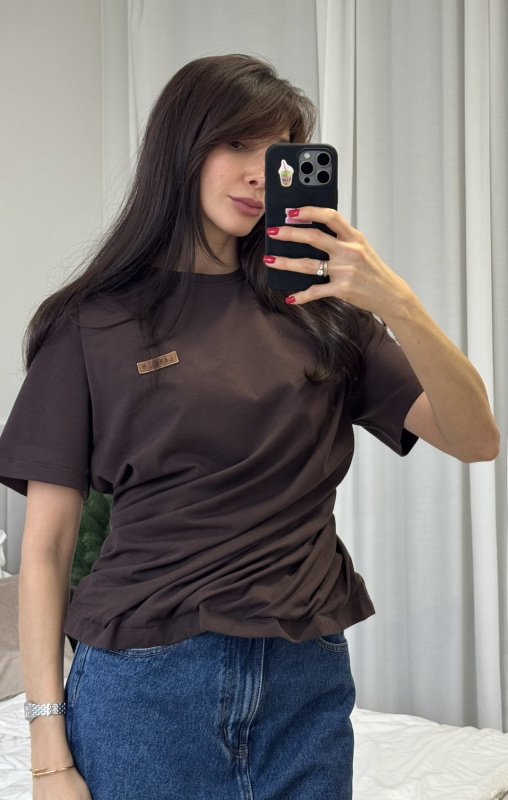 Футболка с перекрутом (коричневая)