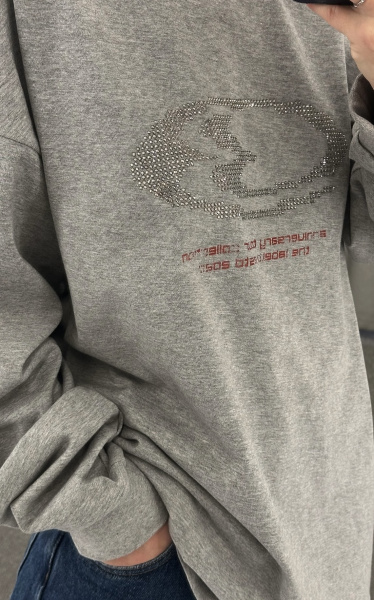 Лонгслив со стразами GRAY MELANGE